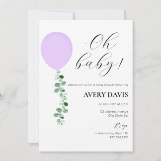 Invitation baby shower, Bébée, Ballons violets