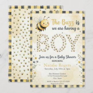 Invitation Baby Shower Bee Buzz Boy