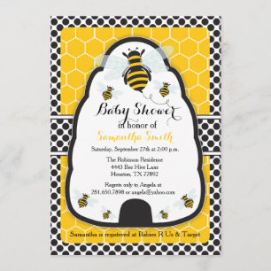 Invitation Baby shower Bee Hive/Invitation d'anniversaire