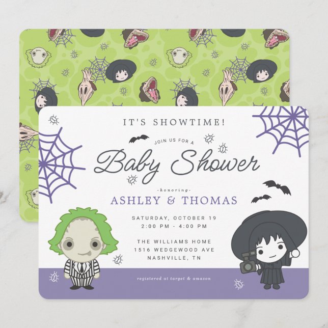 Invitation Baby shower Beetlejus (Devant / Derrière)