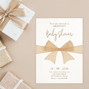 Invitation Baby shower beige brun doux