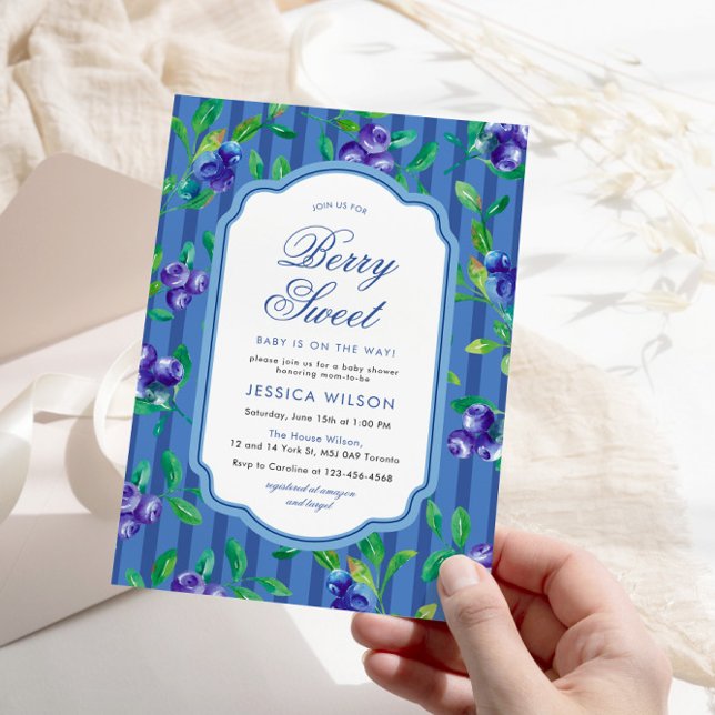 Invitation Baby shower Berry Sweet Baby Blueberries (Créateur téléchargé)