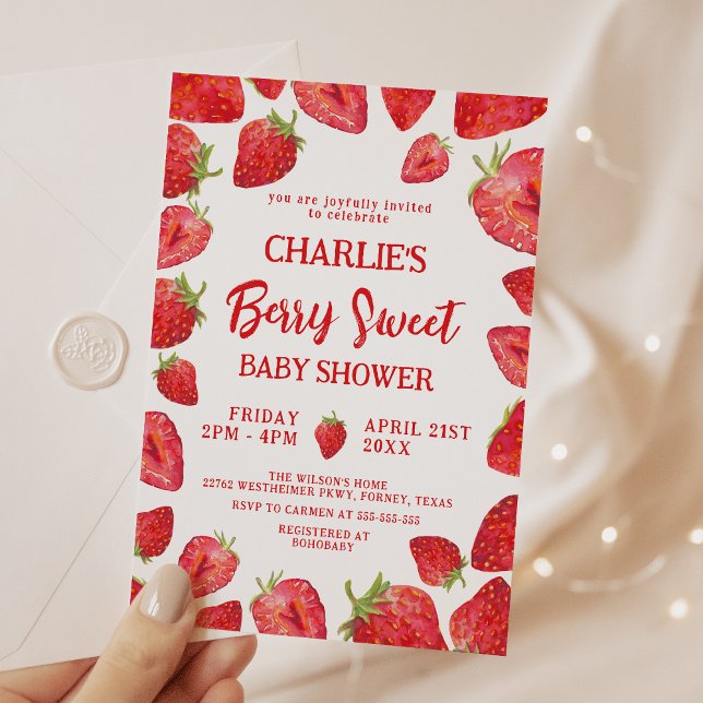 Invitation Baby shower Berry Sweet Strawberry (Créateur téléchargé)