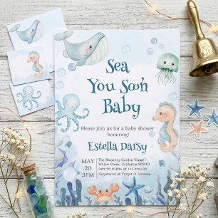 Invitation Baby Shower Bientôt Sous l'Océan Animaux de l'Océa