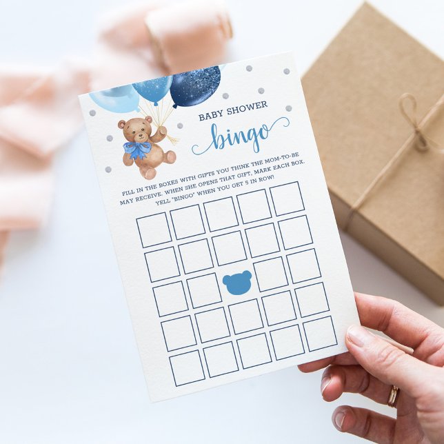 Invitation Baby shower Bingo Jeu Teddy Bear Card (Créateur téléchargé)