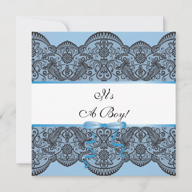 Invitation Baby shower Black Lace Boy (Devant)