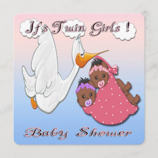 Invitation Baby shower Black Twin Girls
