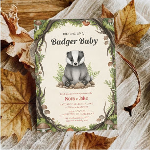 Invitation Baby shower blaireau de forêt