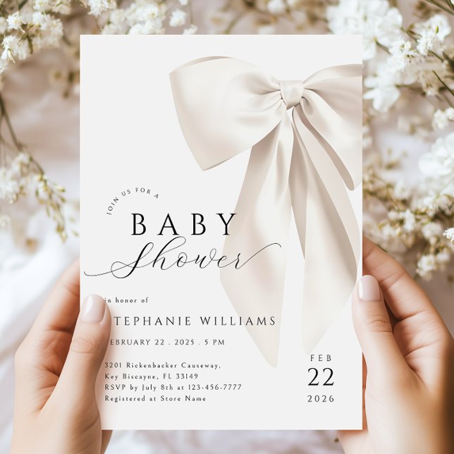 Invitation Baby shower blanc (Créateur téléchargé)