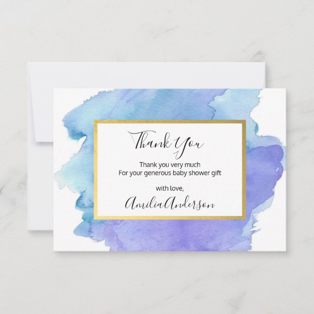 Invitation Baby shower blanc bleu de GARÇON de MERCI (Devant)