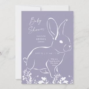 Invitation Baby shower blanc lapin Dusty Blue Boy
