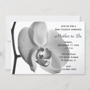 Invitation Baby shower blanc orchidée