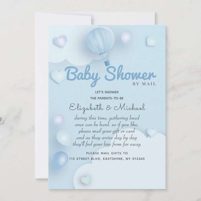 Invitation Baby shower bleu (Devant)