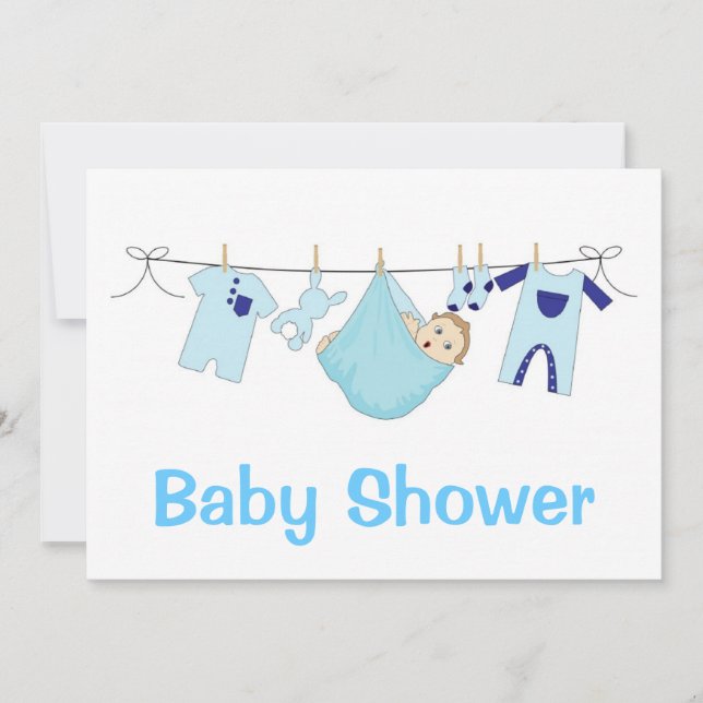 Invitation Baby shower bleu (Devant)