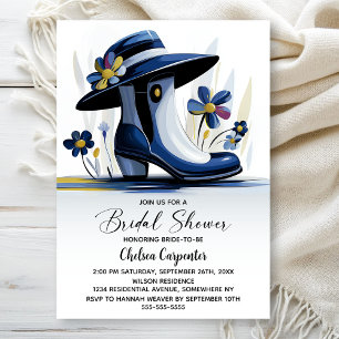 Invitation Baby Shower Bleu avec Chapeau Derby