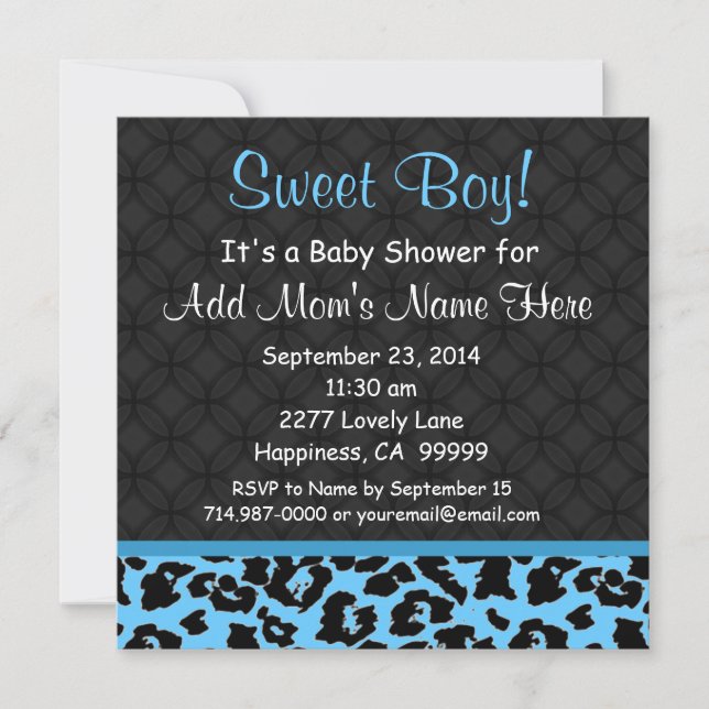 Invitation Baby shower bleu B451 de garçon d'empreinte de (Devant)
