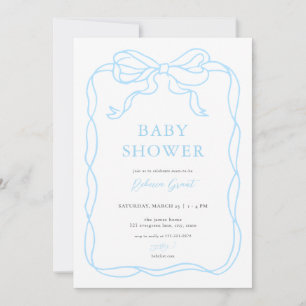 Invitation Baby shower Bleu Boy Main Draw Bow