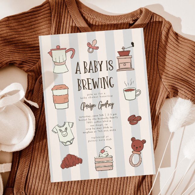 Invitation Baby shower bleu brasserie (Créateur téléchargé)