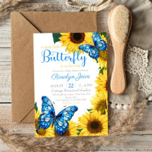 Baby shower bleu Cobalt de tournesol à petit papil
