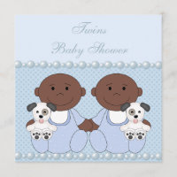 Baby shower bleu de Baby Boy Twins African America