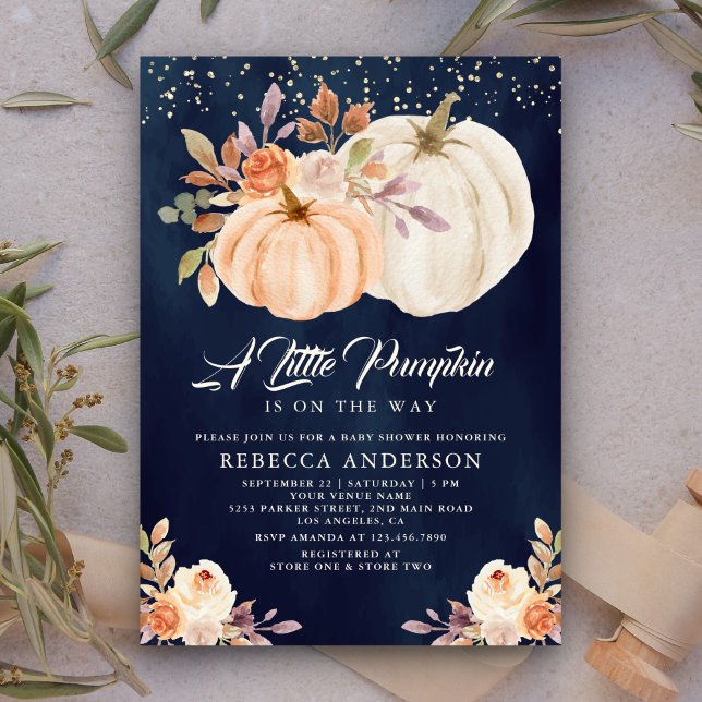 Invitation Baby shower bleu de la petite Terre Florale Citrou (Créateur téléchargé)