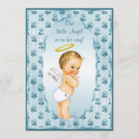 Baby shower bleu de roses d'ange vintage de garçon
