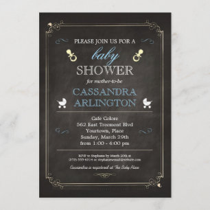 Invitation Baby shower Bleu de tableau de bord élégant