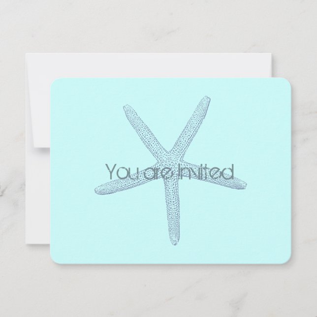 Invitation Baby shower bleu d'étoiles de mer de plage (Devant)