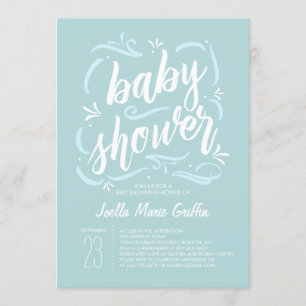 Invitation Baby shower bleu doux
