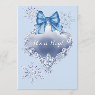 Invitation Baby shower bleu du pays des merveilles d'hiver de