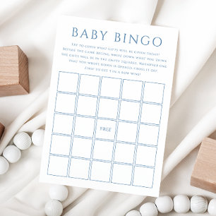 Invitation Baby shower bleu Dusty simple Baby Bingo Card