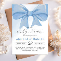 Baby shower bleu-duvet en aquarelle