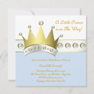 Invitation Baby shower Bleu et Gold Prince