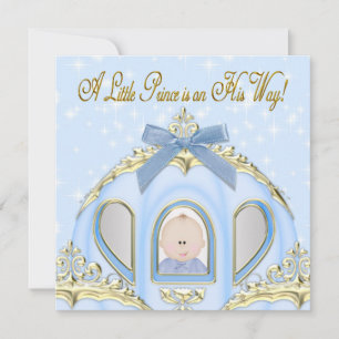 Invitation Baby shower Bleu et Gold Prince