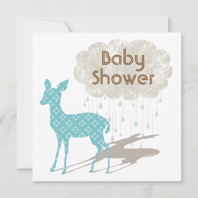 Invitation Baby shower bleu Inviation de Bambi (Devant)