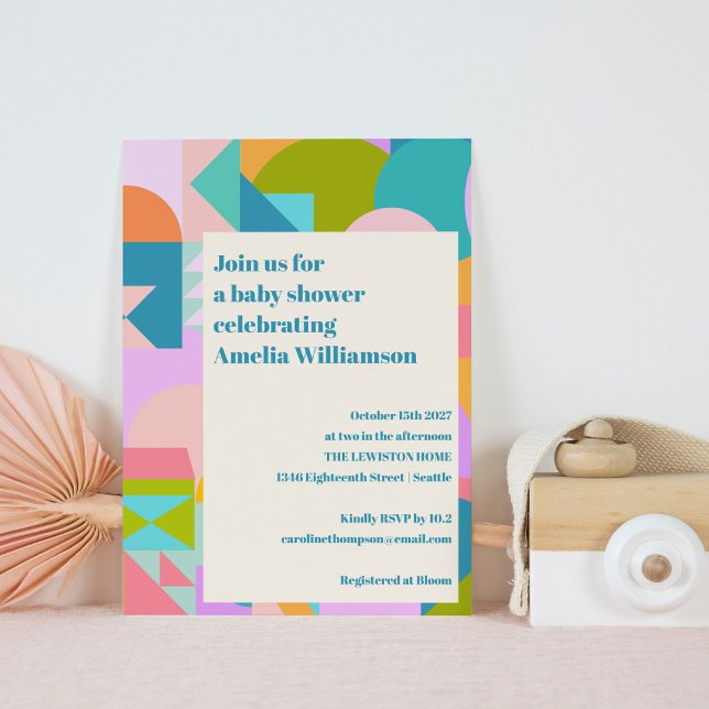 Invitation Baby shower Bleu Lavande Bleu couleur mignonne (Créateur téléchargé)