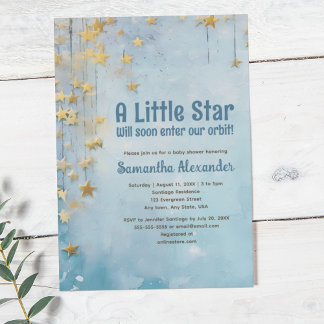 Invitation Baby shower bleu Little Star