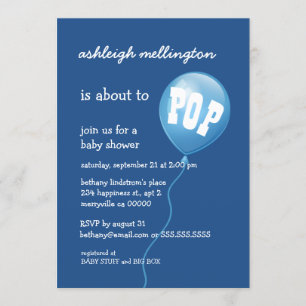 Invitation Baby shower bleu mignon A01 de ballon