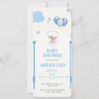 Invitation Baby shower bleu - Modèle modifiable