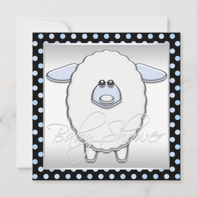 Invitation Baby shower bleu mouton (Devant)