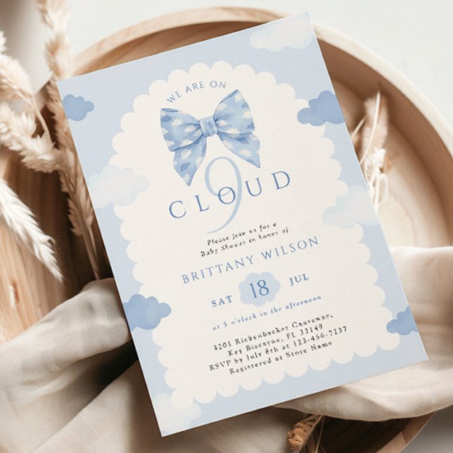 Invitation Baby shower bleu nuage neuf (Créateur téléchargé)