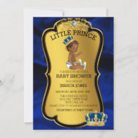 Baby Shower Bleu Prince Afro-Américain