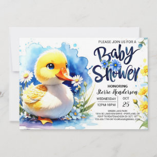 Invitation Baby shower bleu Quacking