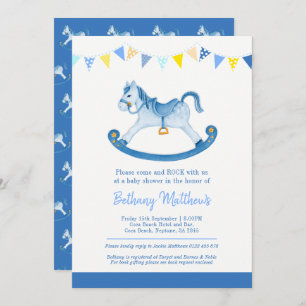 Invitation Baby shower bleu rocking
