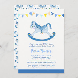 Invitation Baby shower bleu rocking