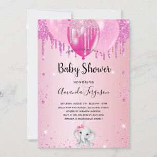 Invitation Baby shower bleu rose parties scintillant ballon é