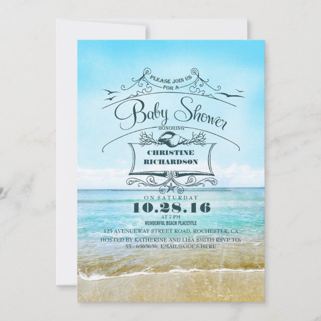 Invitation baby shower bleu sable (Devant)