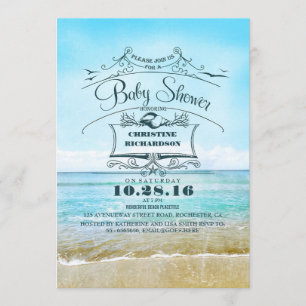 Invitation baby shower bleu sable