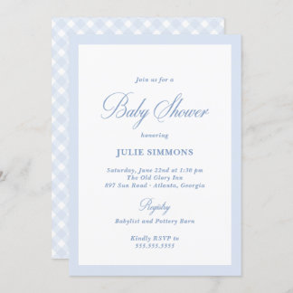Invitation Baby shower bleu simple classique