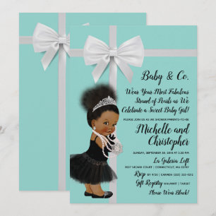 Invitation Baby shower bleu turquoise